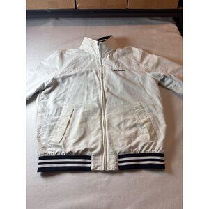 Tommy Hilfiger Mens White Bomber Jacket With Striped Hem